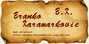 Branko Karamarković vizit kartica